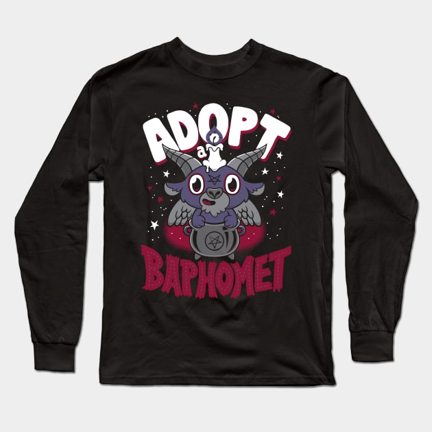 Adopt a Baphomet - Creepy Cute Cartoon - Kawaii Goth Long Sleeve T-Shirt by Nemons